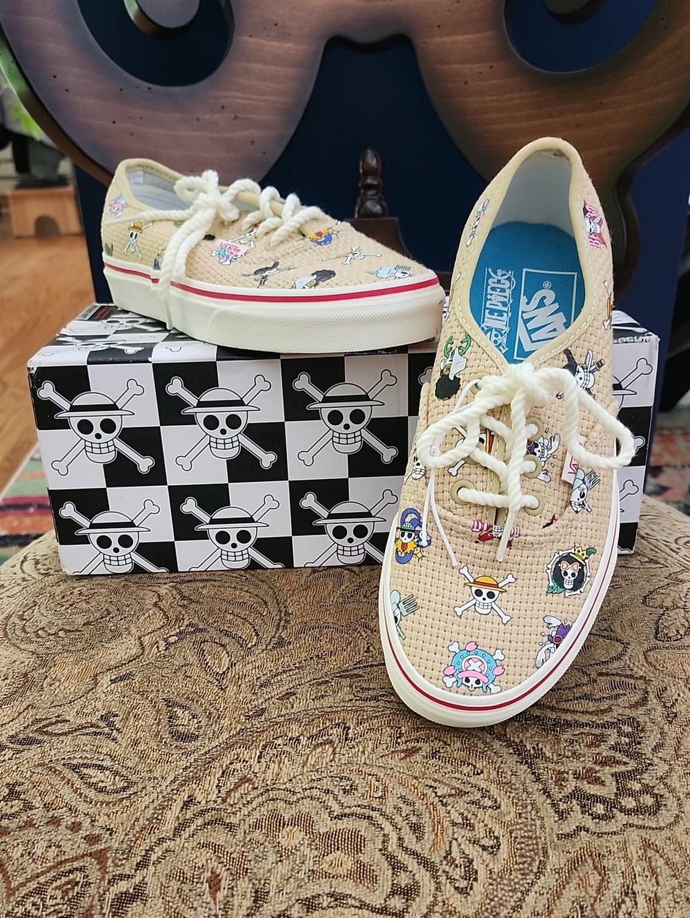 🏴☠️ NIB Vans x One Piece Authentic 'Straw Hat' Sneakers Size Men 5.5 / Women 7